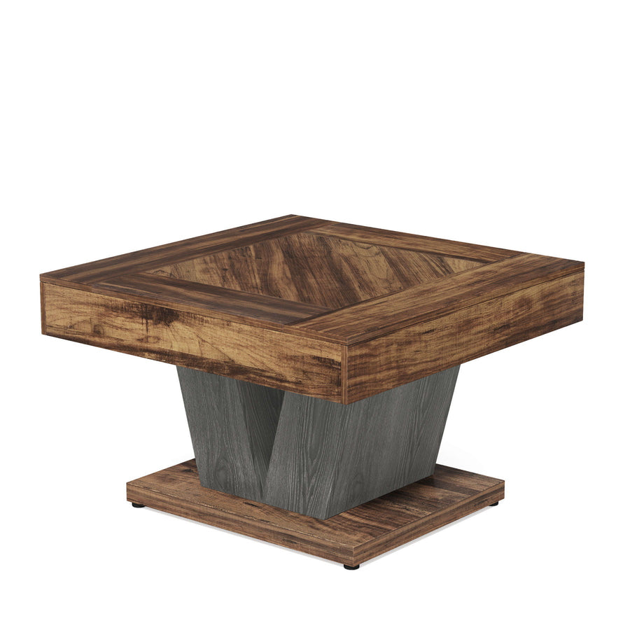Square Coffee Table with Crisscross Base - Brown / Black
