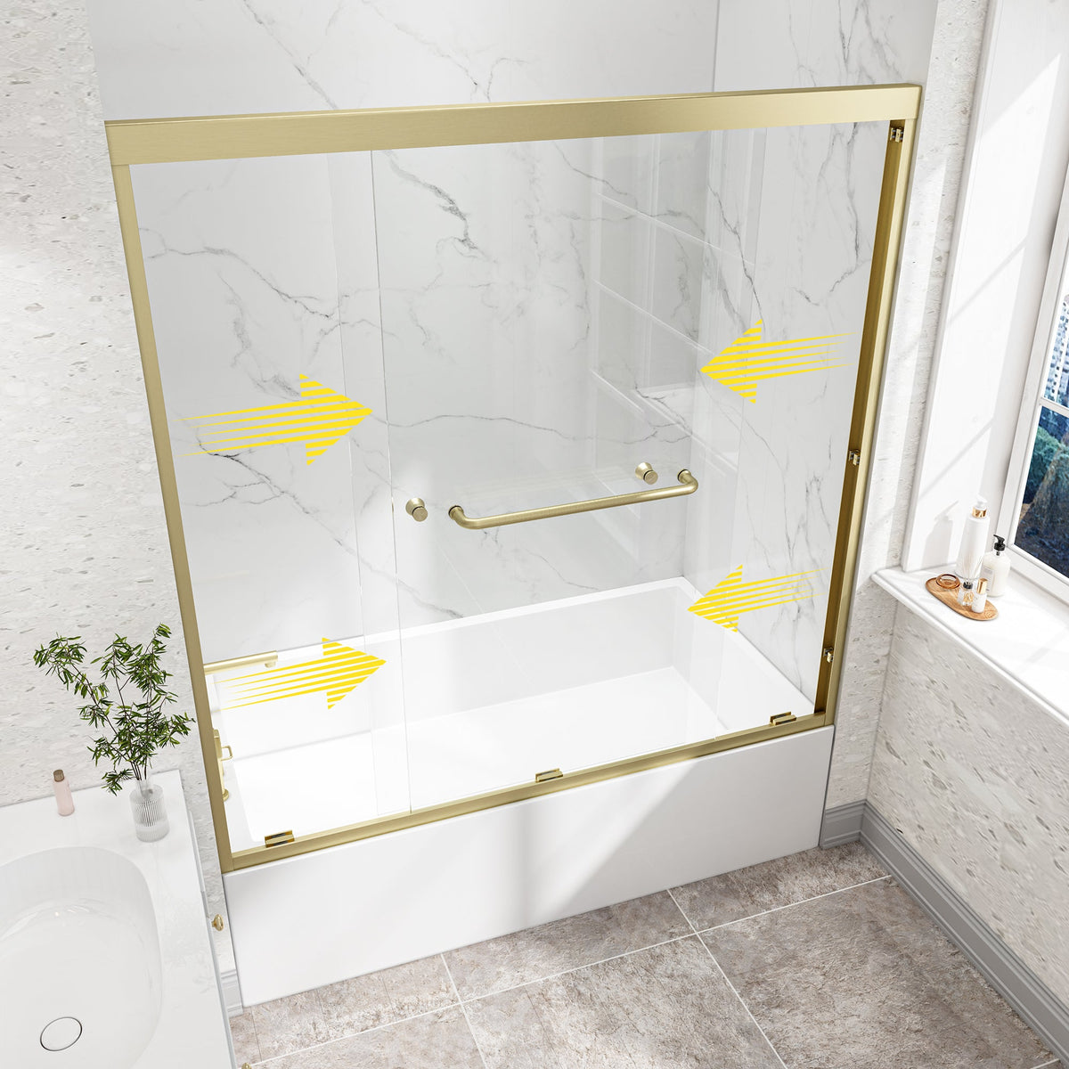 55"-60" W x 60" H Brushed Shower Door
