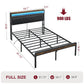 Full Size Metal Platform Bed Frame with Adjustable Upholstered Headboard