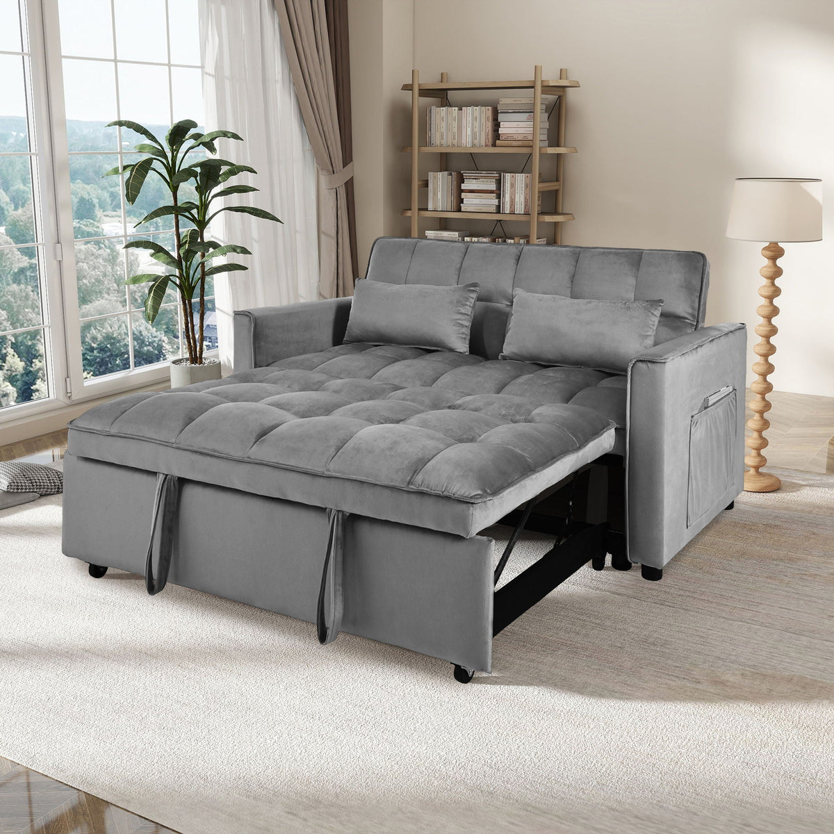 3 In 1 Pull Out Couch Convertible Sofa Bed With Reclining Backrest - view 25