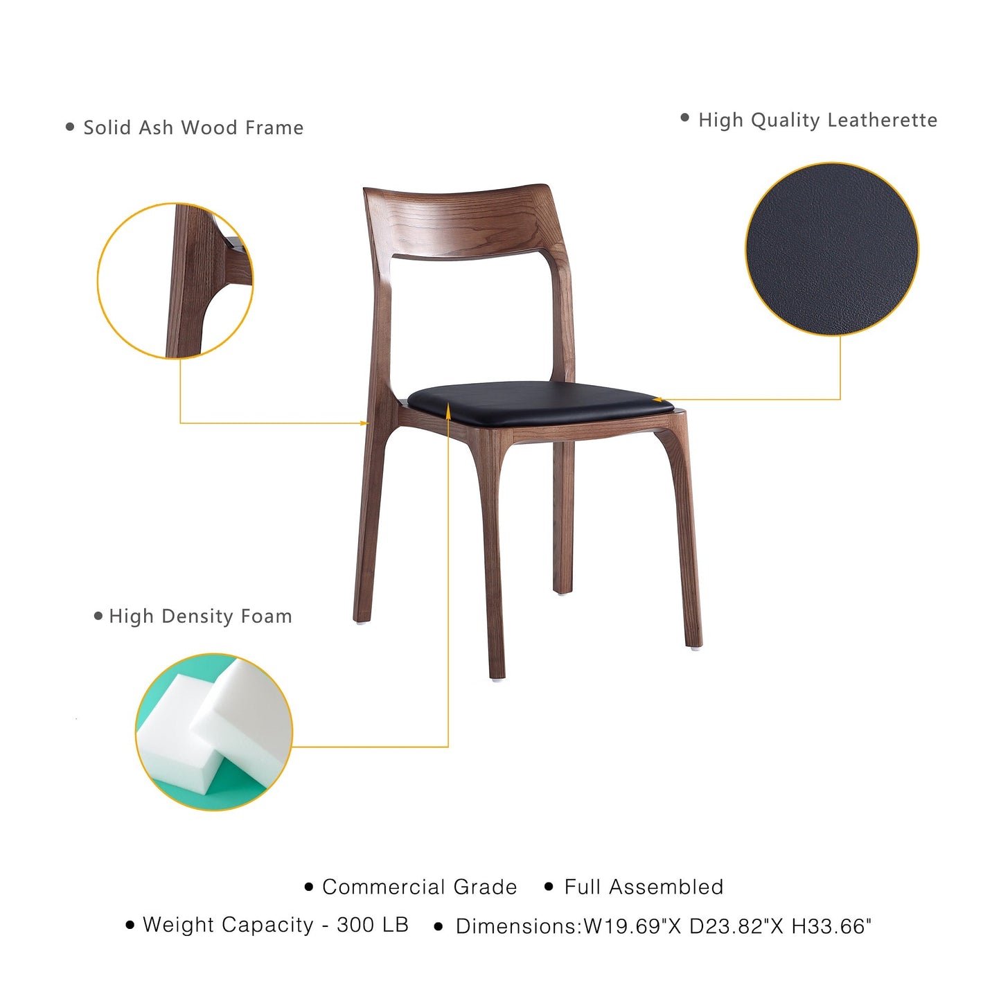 Moderno Wood Vegan Leather Dining Chair