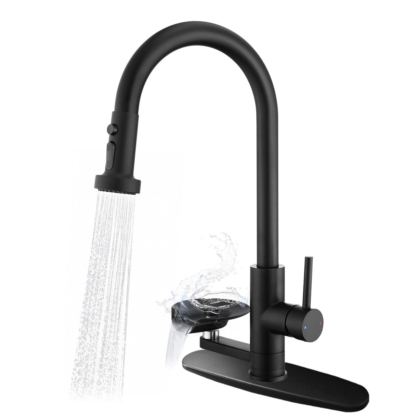 3-in-1 Kitchen Faucet with Press-Type Glass Rinser