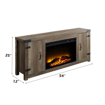 Tobias Rustic Indoor Fireplace TV Stand