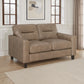 Scotland Faux Leather Upholstered Track Arm Loveseat Brown - view 4