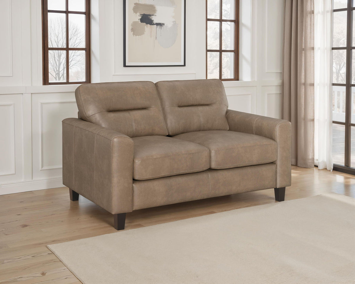 Scotland Faux Leather Upholstered Track Arm Loveseat Brown - view 4