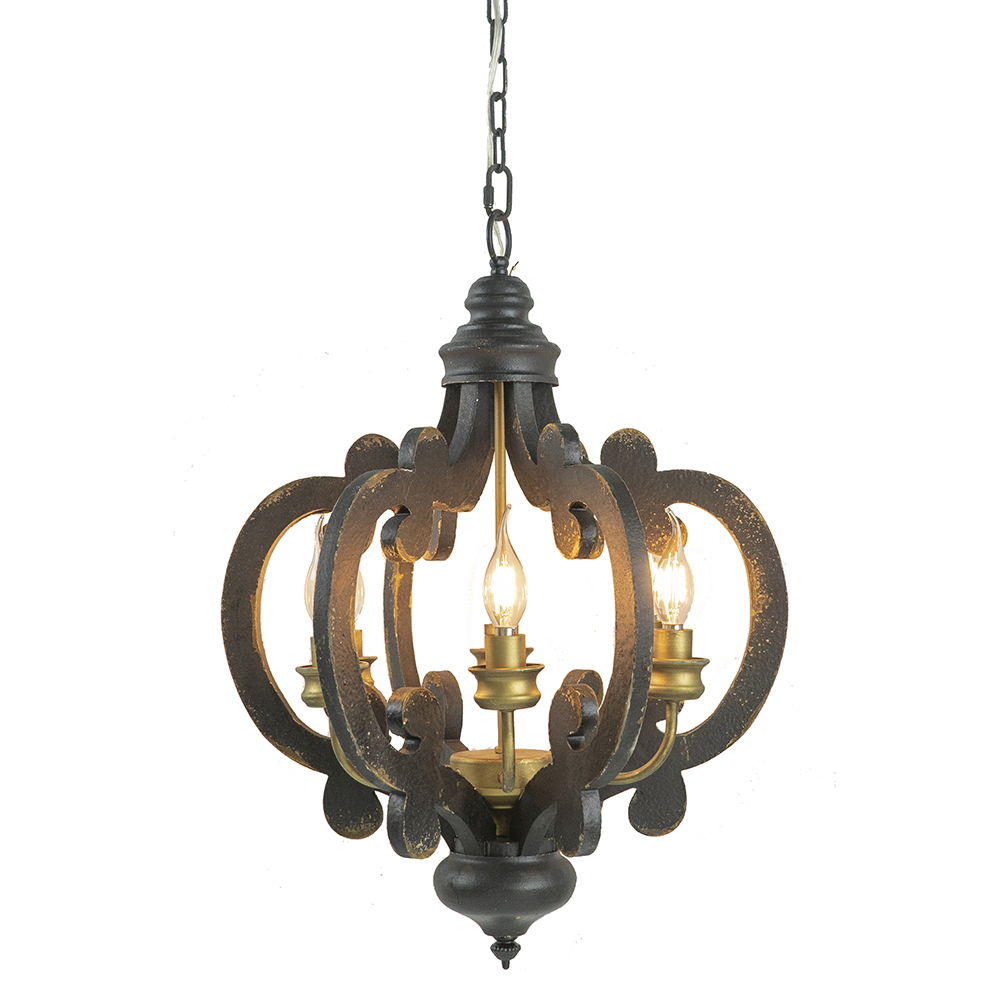 Farmhouse Chandelier, 6 Light Wood Chandelier Pendant Light Fixture With Adjustable Chain For Dining Room - view 31