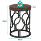 20" Round Industrial Side Table with Metal Openwork Frame