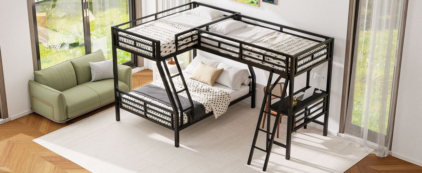 Twin over Full Bunk Bed with Loft Bed and Desk