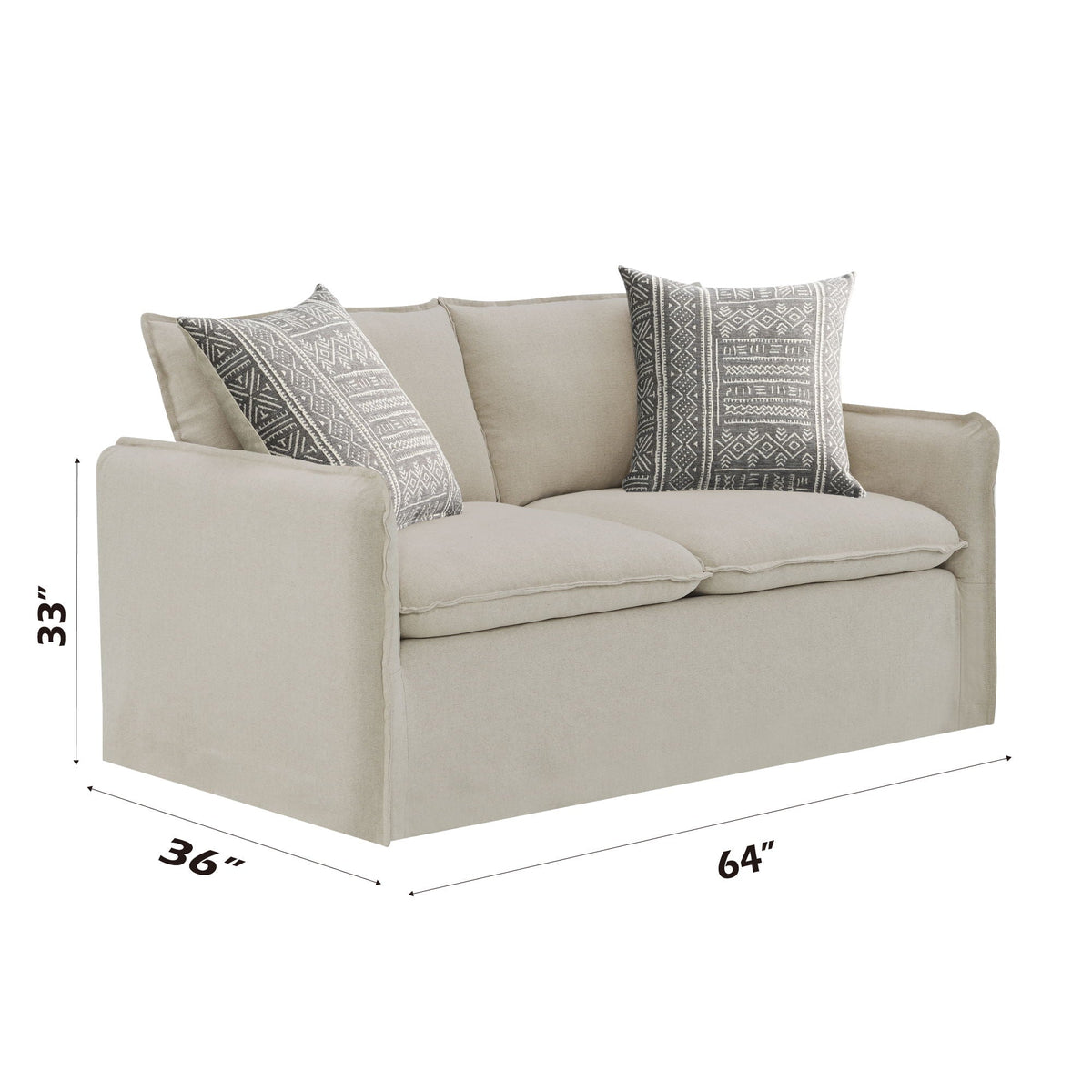 Upendo - Pattern Fabric 3 Pieces Living Room Set - Beige Yakety Yak Sand - view 5