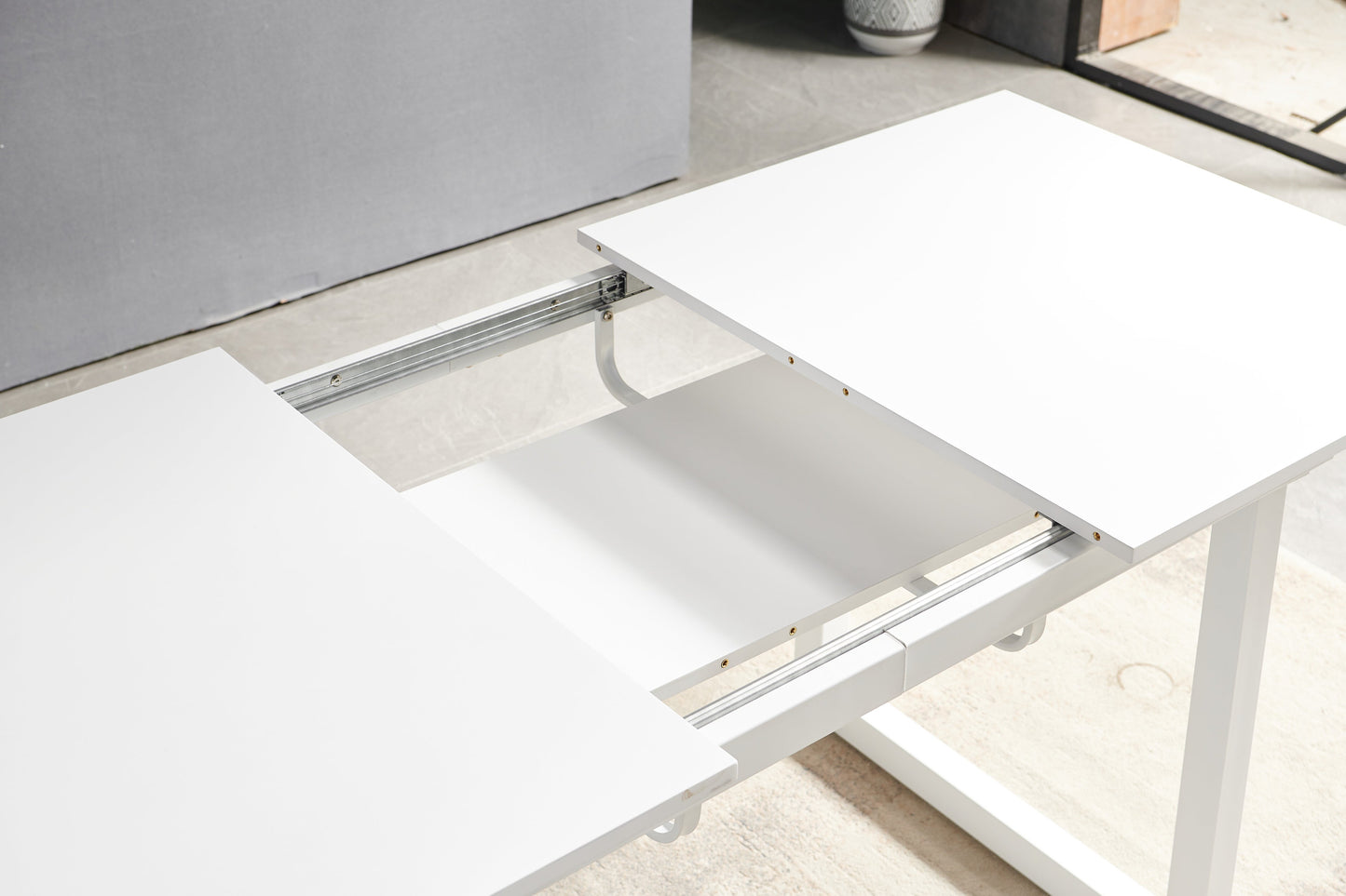 Square Extendable Dining Table with Metal Legs
