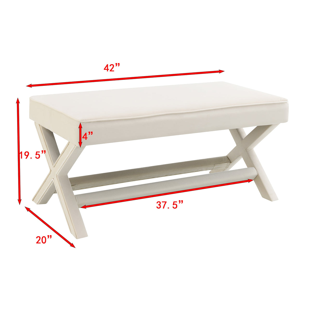 Comfort Double Bench Upholstered in Velvet Fabric