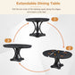 5 Piece Dining Set Extendable Round Table And 4 Chairs - Black / Oak - view 6