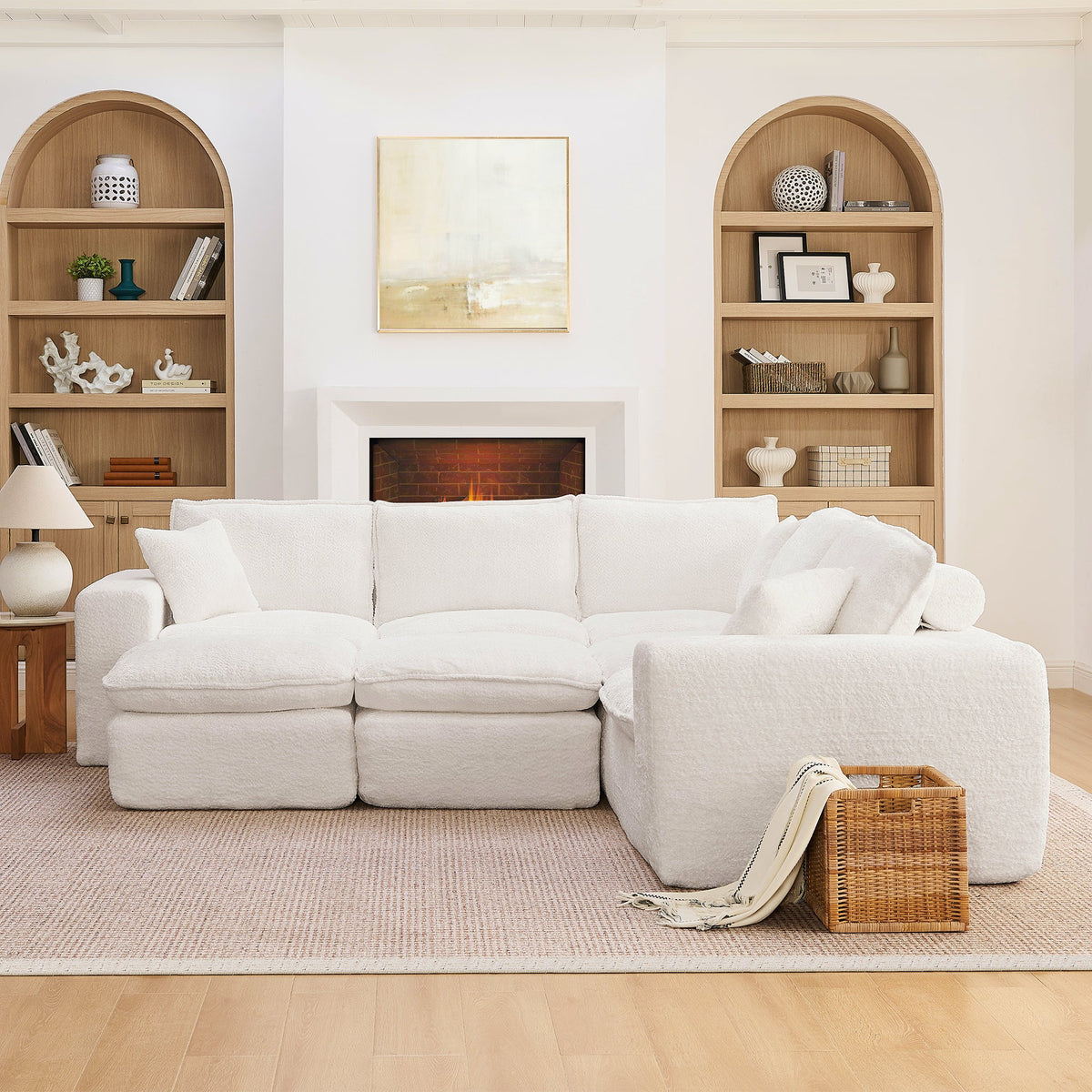 107'' Modern Boucle L-shaped Sectional Sofa