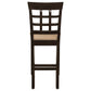 Beige and Cappuccino Upholstered Counter Height Stools (Set of 2)