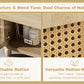 30-Inch Bathroom Vanity: Handwoven Rattan Doors, Solid Wood Legs & Resin Basin
