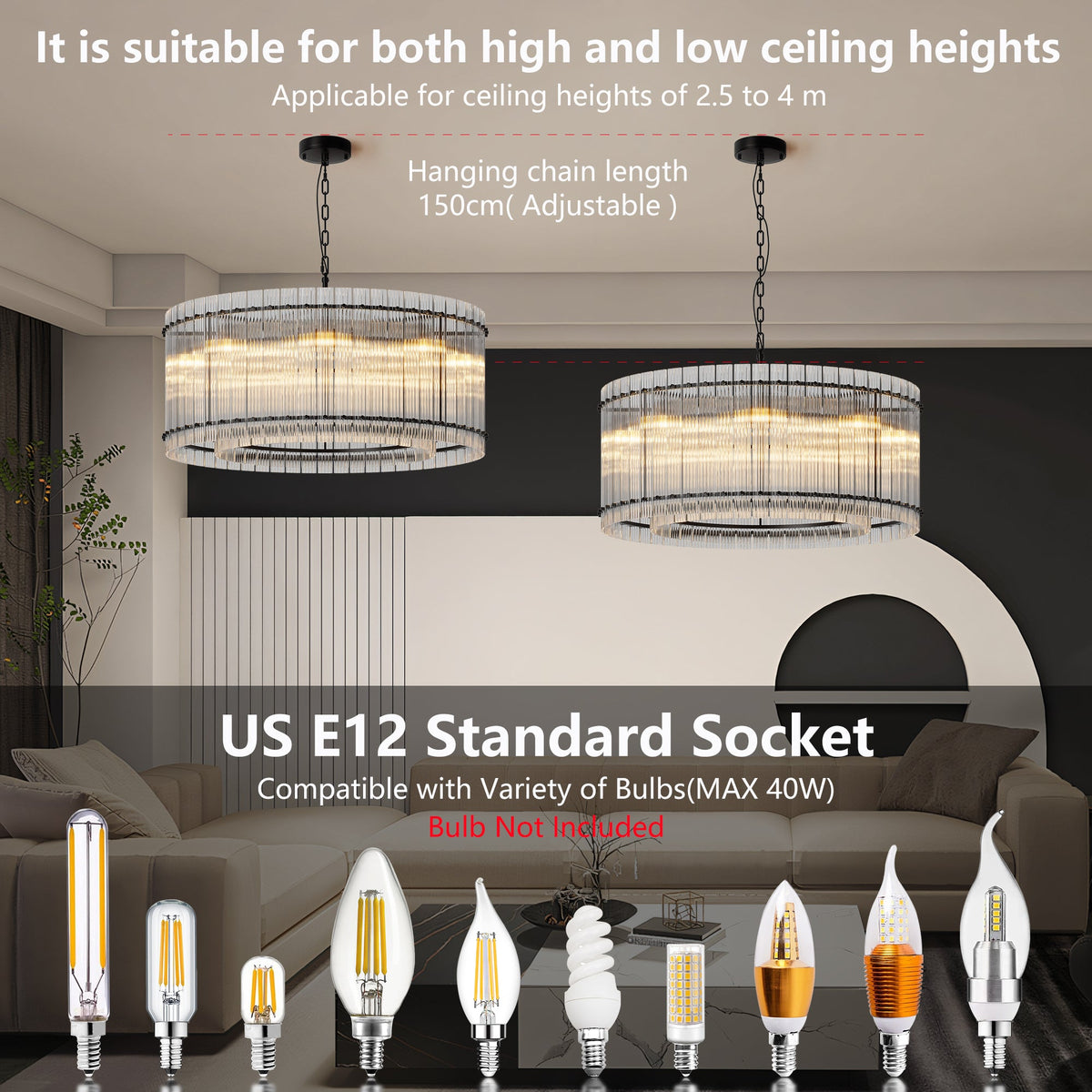 37" Modern Gold Round Chandelier