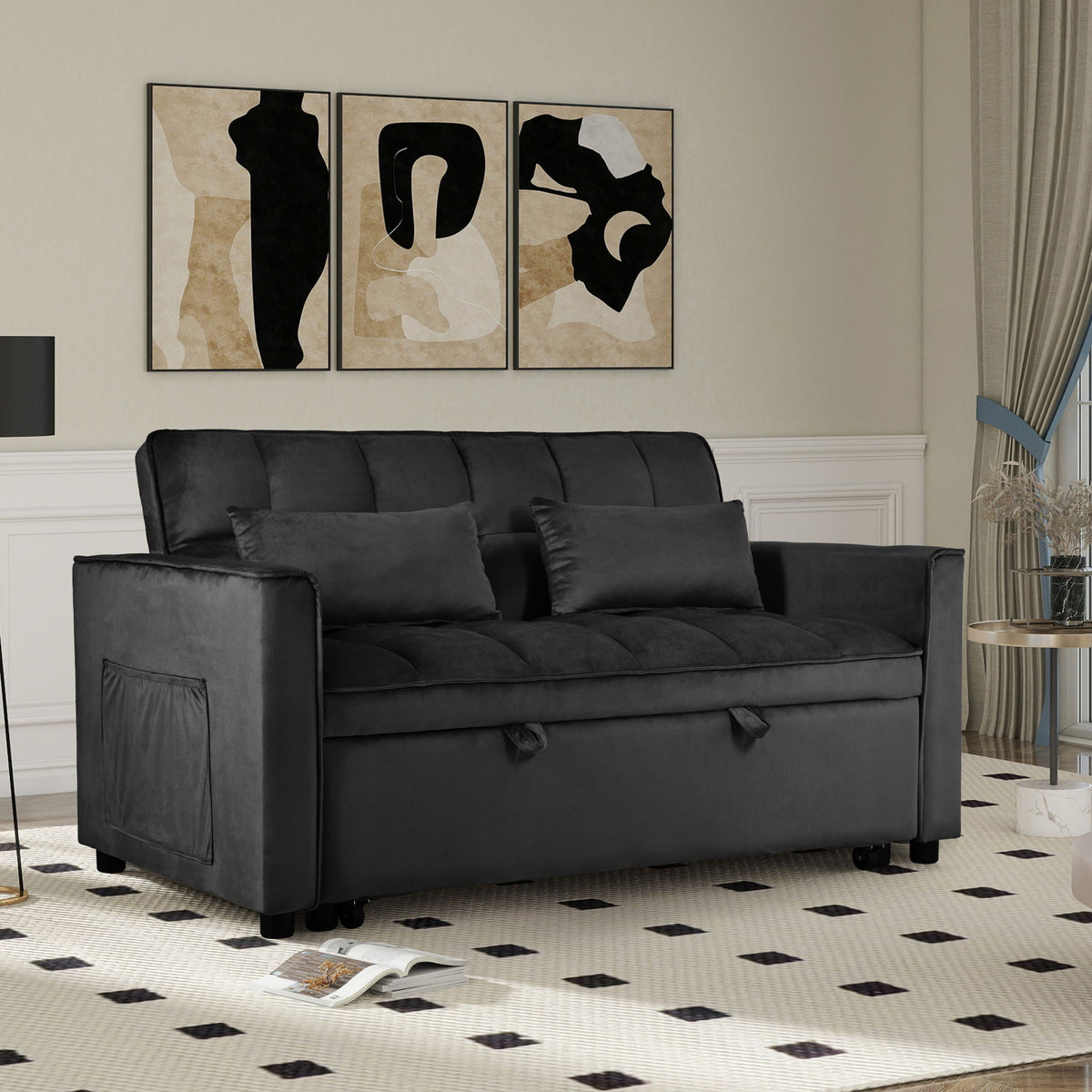 3 In 1 Pull Out Couch Convertible Sofa Bed With Reclining Backrest - view 26