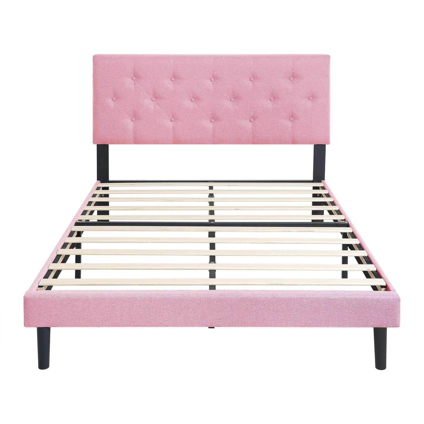 Queen Size Upholstered Platform Bed Frame with Modern Button Tufted