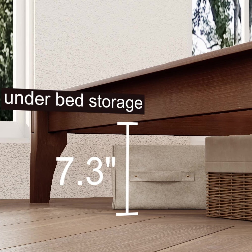 12 Inch King Size Solid Dry Bamboo Wood Platform Bed Frame