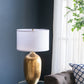 D15x25.7' Round Aluminum Sheet Gold Table Lamp with White Fabric Shade