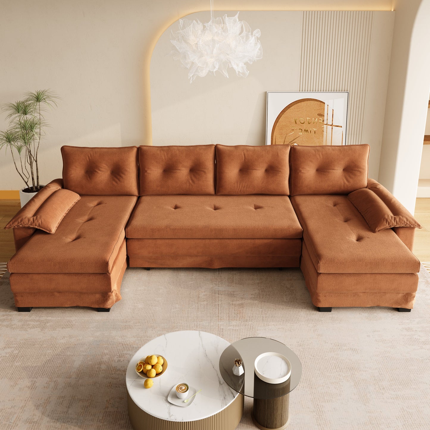 U-Shaped Sleeper Sofa with Pull Out Bed