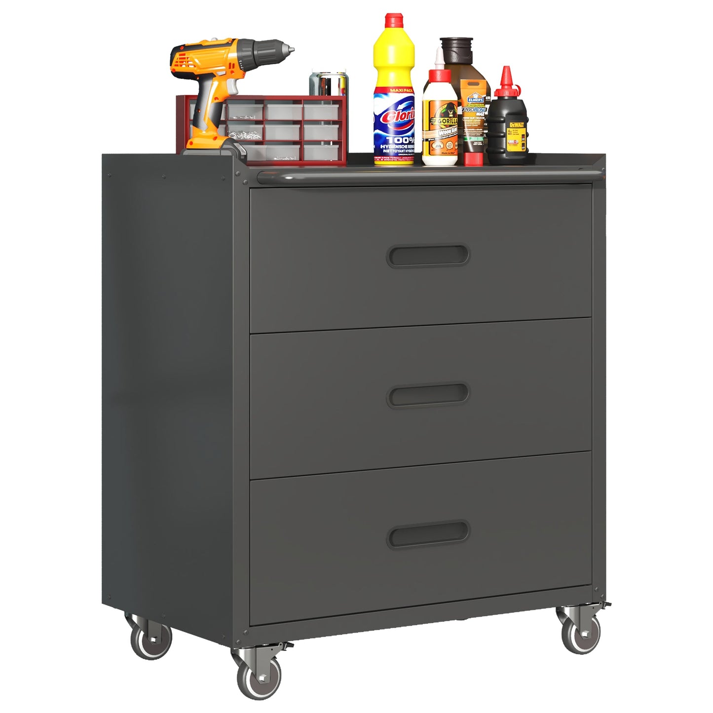 Heavy-Duty Metal Storage Cabinet with Wheels