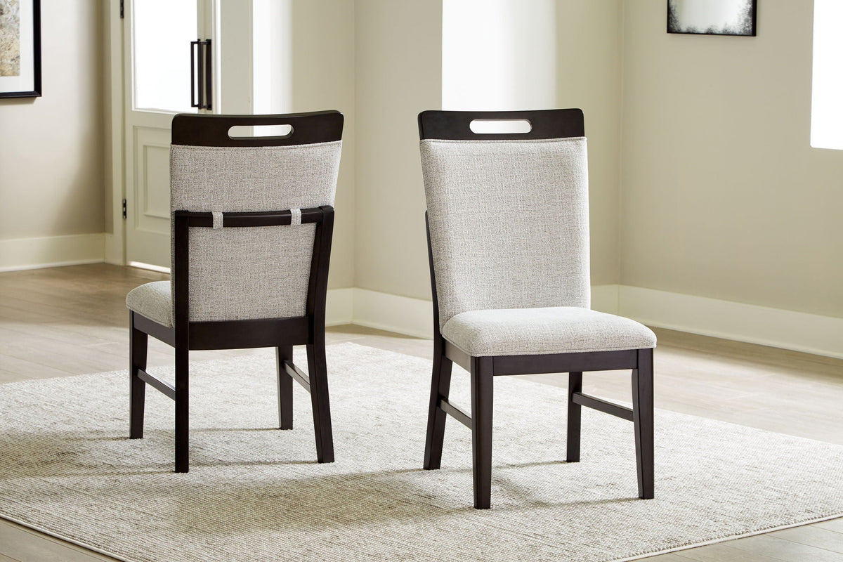 Neymorton - 7 Pc. - Rectangular Extension Table, 6 Side Chairs - Dark Grayish Brown - view 6