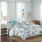 6 Piece Cotton Sateen Quilt Set with Throw Pillows Aqua - King/Cal King