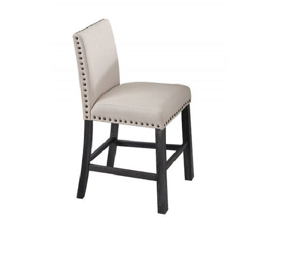 Upholstered Counter Dining Chair Set of 2, Nailhead Trim, Antique