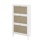 Modern Rattan 3 Door Shoe Rack Cabinet for Entryway
