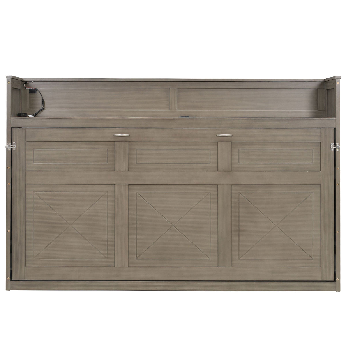 Twin XL Size Murphy Bed with Desk, LED Light and USB Charging Station