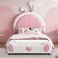 Twin Size Upholstered Platform Bed With Rabbit Shaped Headboard
