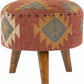 Brick Red Wood Frame Ottoman Stool