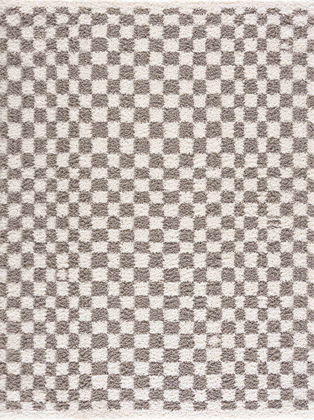 Kieu Taupe Checkered Plush Rug