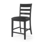 Farmhouse Upholstered Wood Counter Stools (Set of 2)