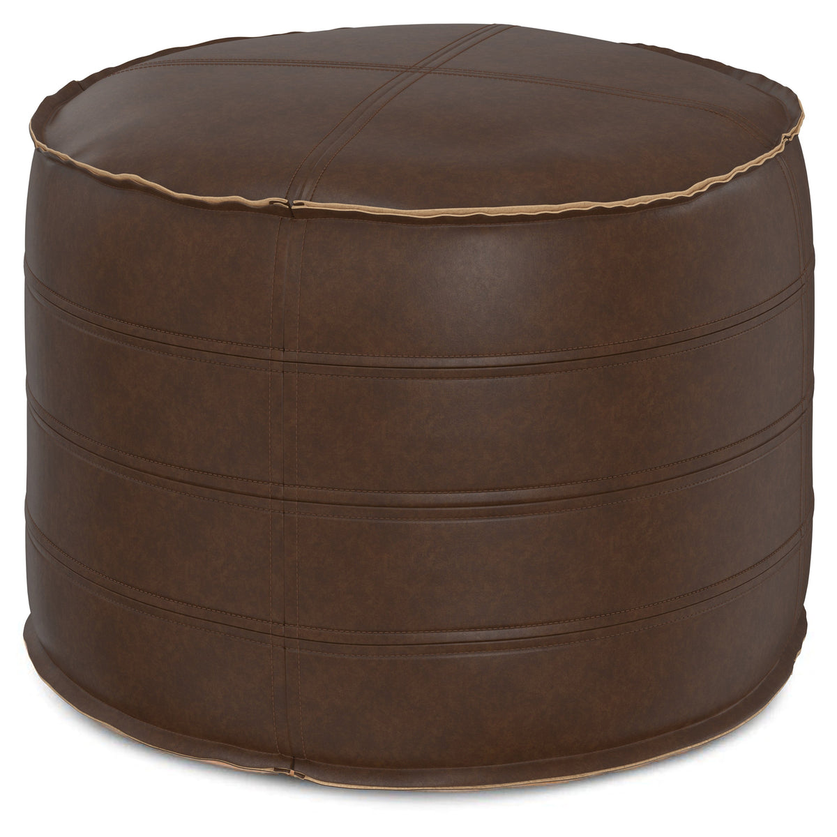 Brody 20 Inch Wide Round Pouf in Distressed