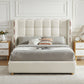 Queen Size Removable Chenille Wingback Upholstered Waffle Bed
