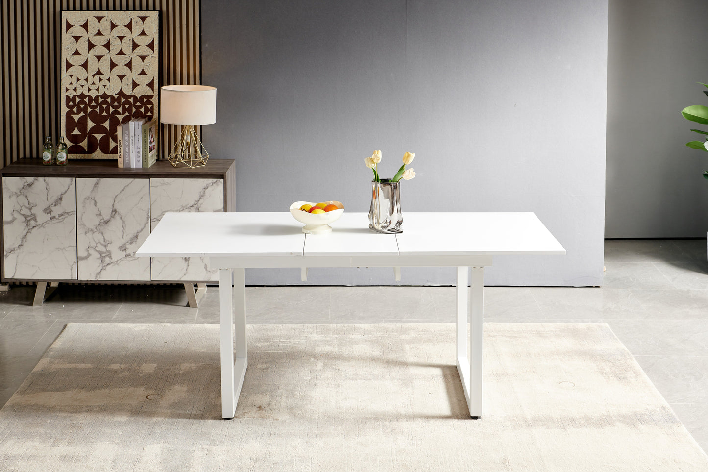 Square Extendable Dining Table with Metal Legs