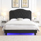 Upholstered Bed Button Tufted with Curve Design
