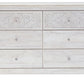 Paxberry - Six Drawer Dresser - Medallion Drawer Pulls - Whitewash