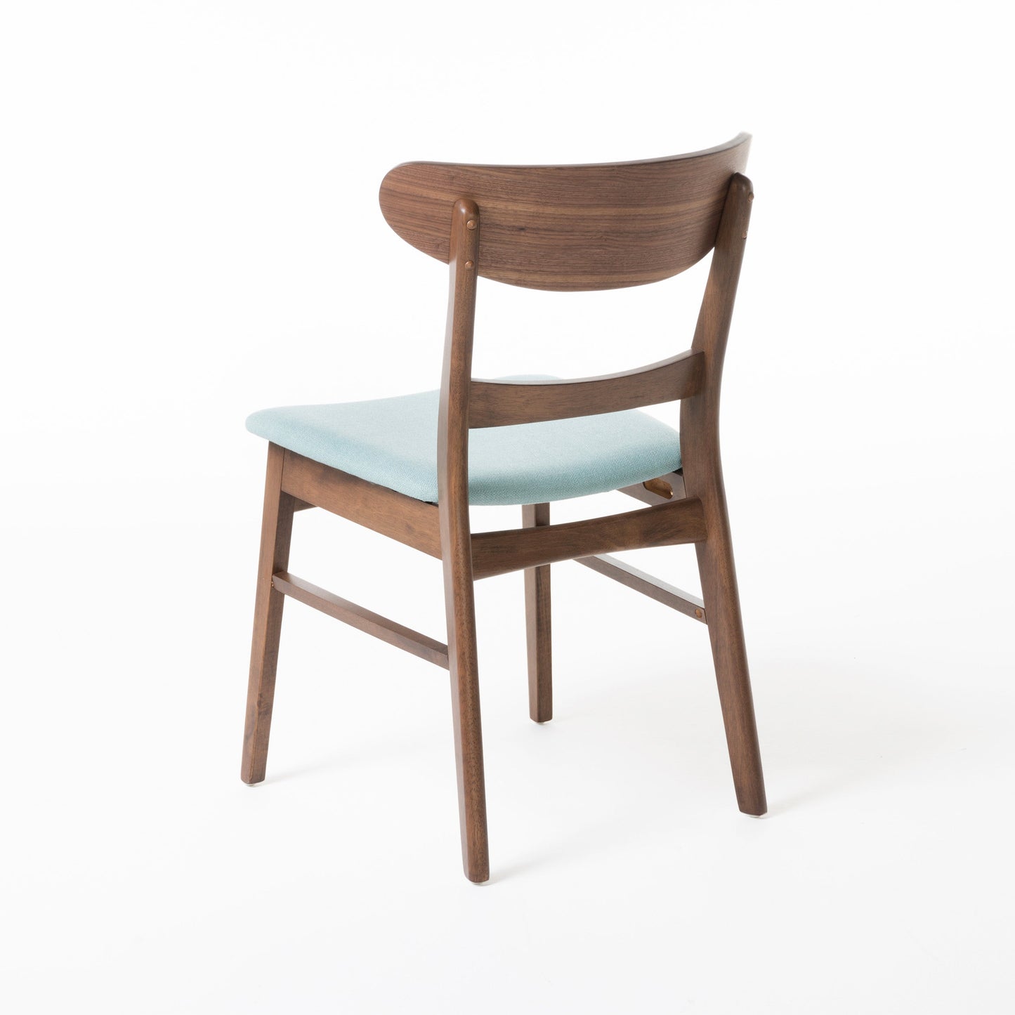 Set of 2 Dining Chairs - Upholstered Seat, Rubberwood Legs, Walnut+Mint