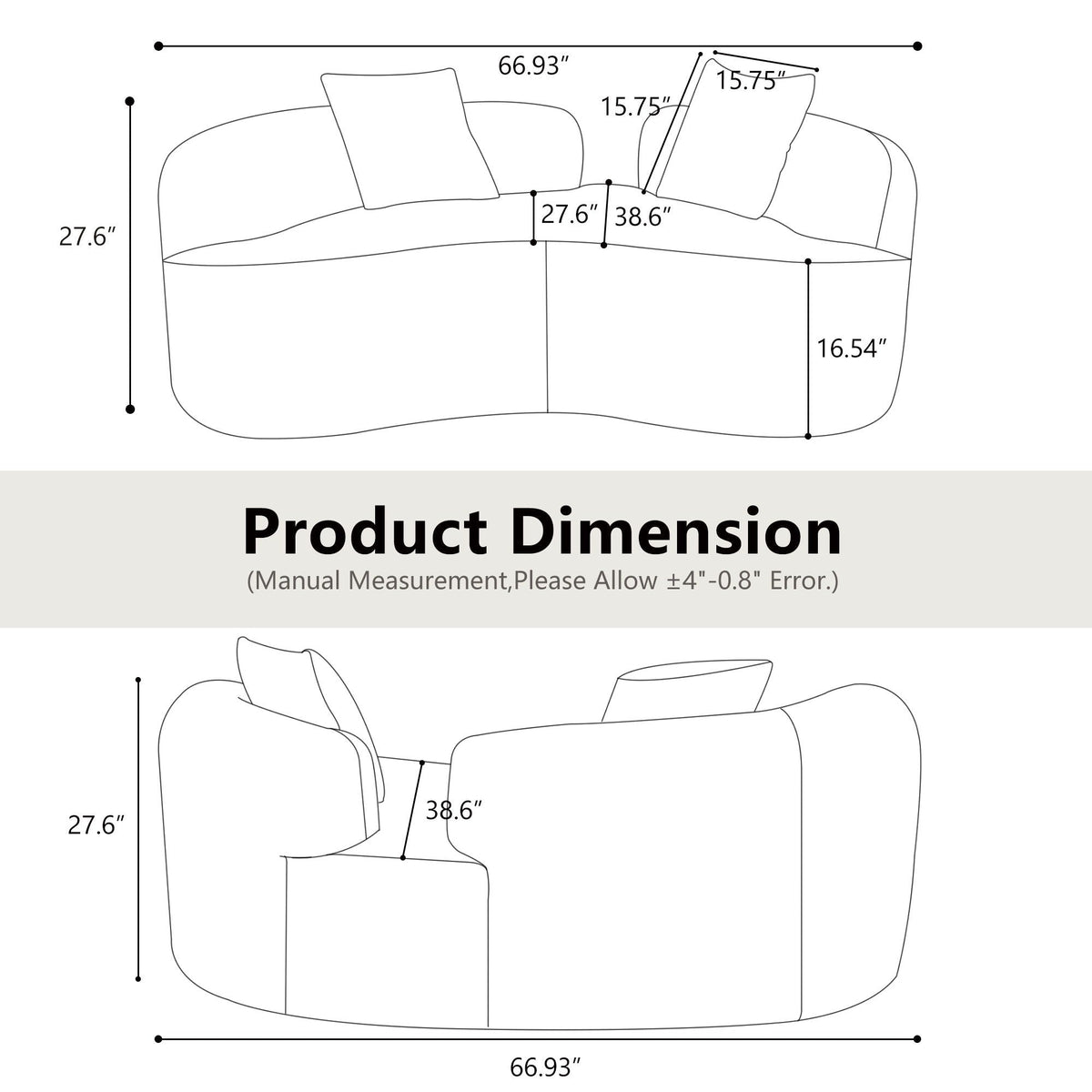 Modern Curved Loveseat - view 6