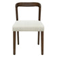 Solid Rubber Wood Dining Chairs (Walnut + Beige) - Set of 2