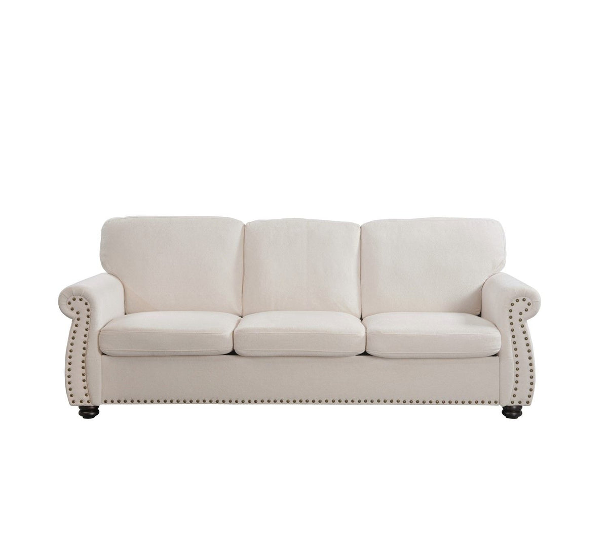 Soft Sofa, Upholstered 3 Seater Couch With High Density Foam, Loose Back Cushions And Turned Legs - view 17