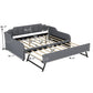 Full Size Upholstery Daybed with Trundle and USB Charging Design