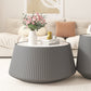 Light Sintered Stone Top Cup Shape Leather Coffee Table