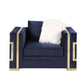 Virrux - Chair With 2 Pillows - Blue Velvet & Gold