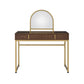 Coleen Walnut & Gold Finish Vanity Desk with Mirror & Jewelry Tray
