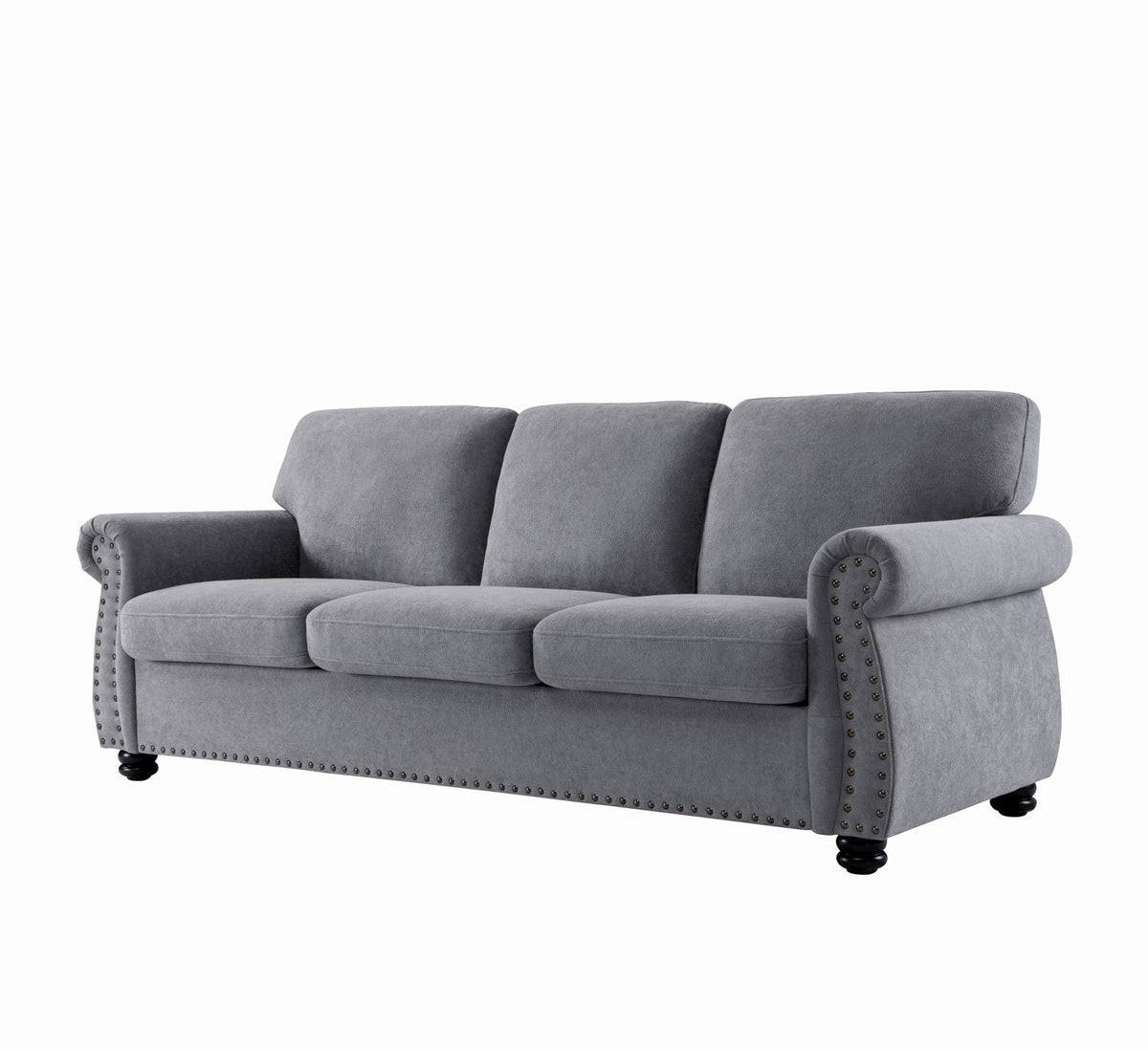 Soft Sofa, Upholstered 3 Seater Couch With High Density Foam, Loose Back Cushions And Turned Legs - view 18