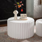 White Scalloped Round Coffee Table Set